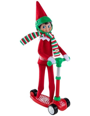 Elf on the shelf: patinete y casco