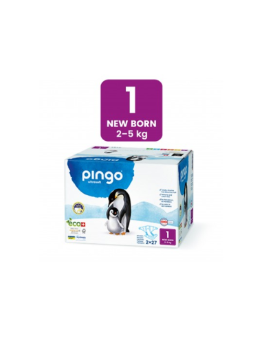 PINGO Pañales ecológicos Talla 1 New Born (pack 2 x 27)
