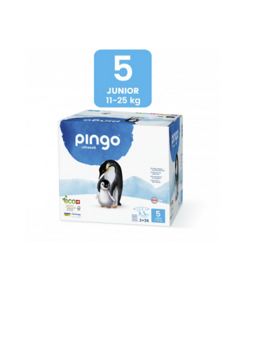 PINGO Pañales ecológicos Talla 5 Junior (pack 2 x 36)